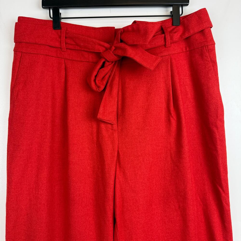 Boden Womens Wide Leg Tie Waist Trouser Pants Wool Blend Red - 12 US - Picture 2 of 9